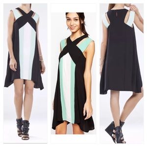 BCBGMAXAZRIA Chantal Colorblock Crisscross Dress